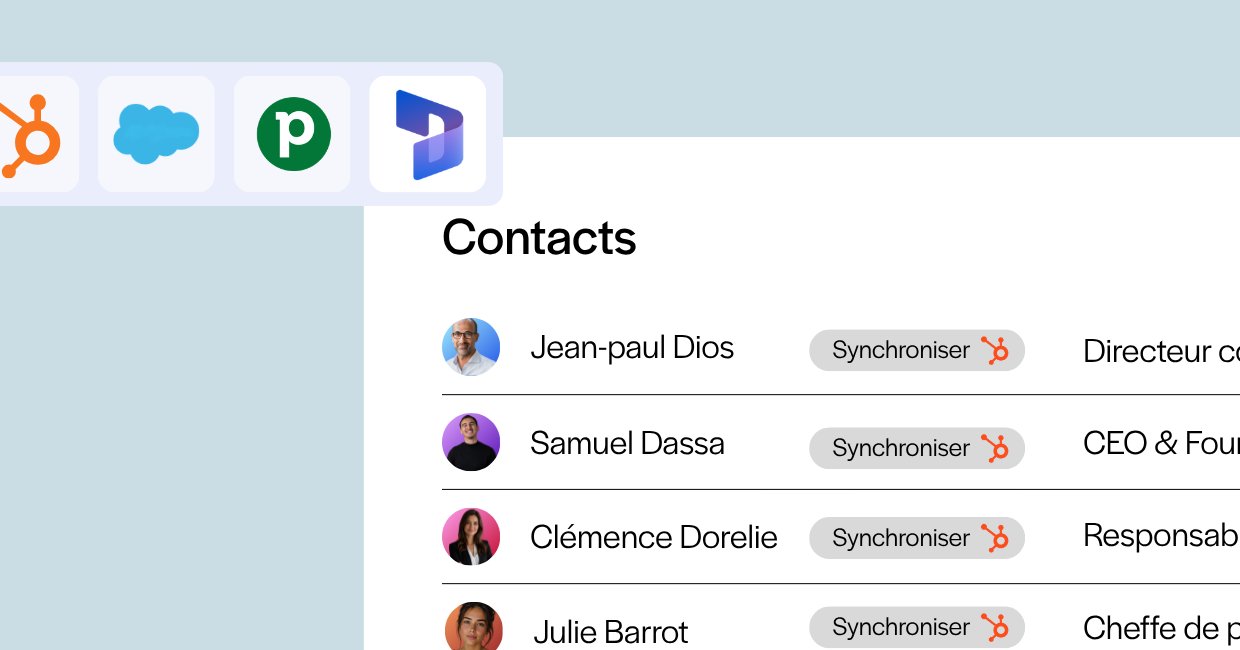 Liste de contacts WEMET synchronisés avec les CRM Salesforce et HubSpot