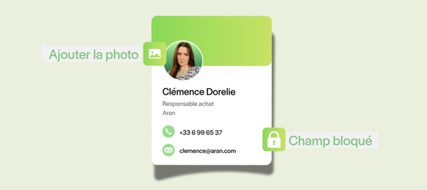 Carte de visite numérique avec des champs verrouillés par l’administrateur et d’autres modifiables par le collaborateur