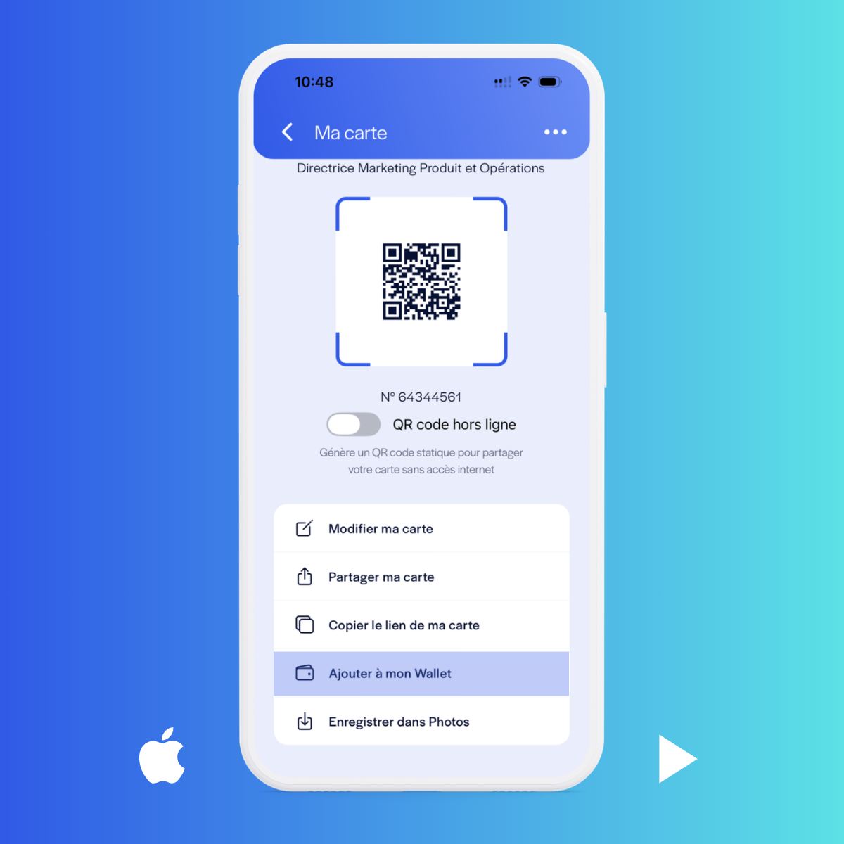 Étape 2 : option « Ajouter au Wallet » dans l’application WEMET