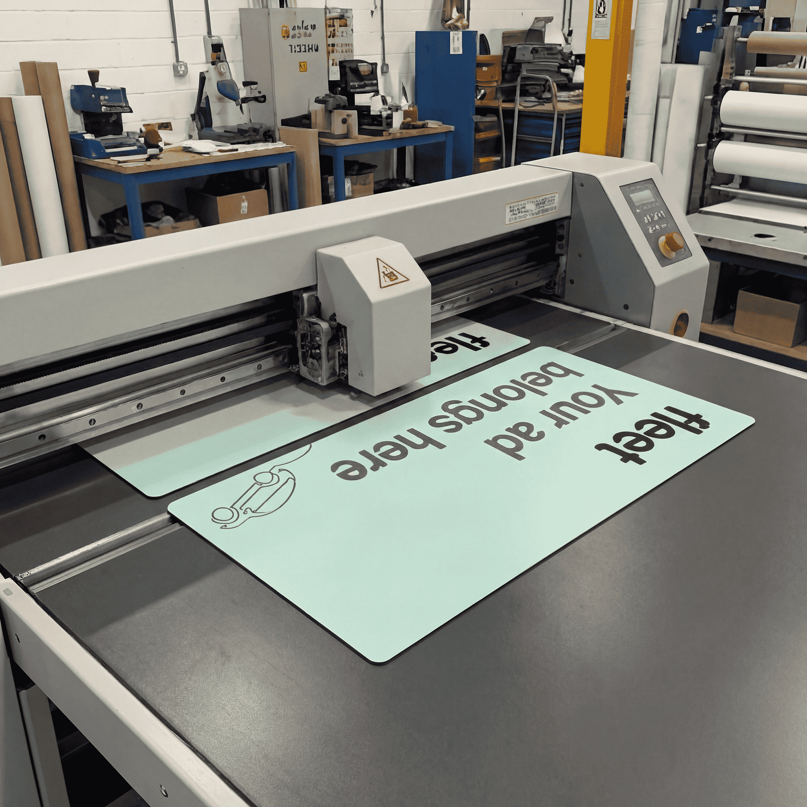 Six young professionals in black fleet polo shirts having conversations in a bright office with 'ONBOARD DRIVERS' text on the wall.