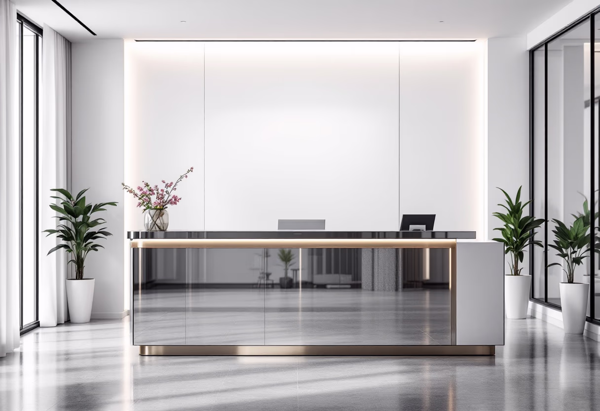 [background image] image of office reception desk (for a legal tech).