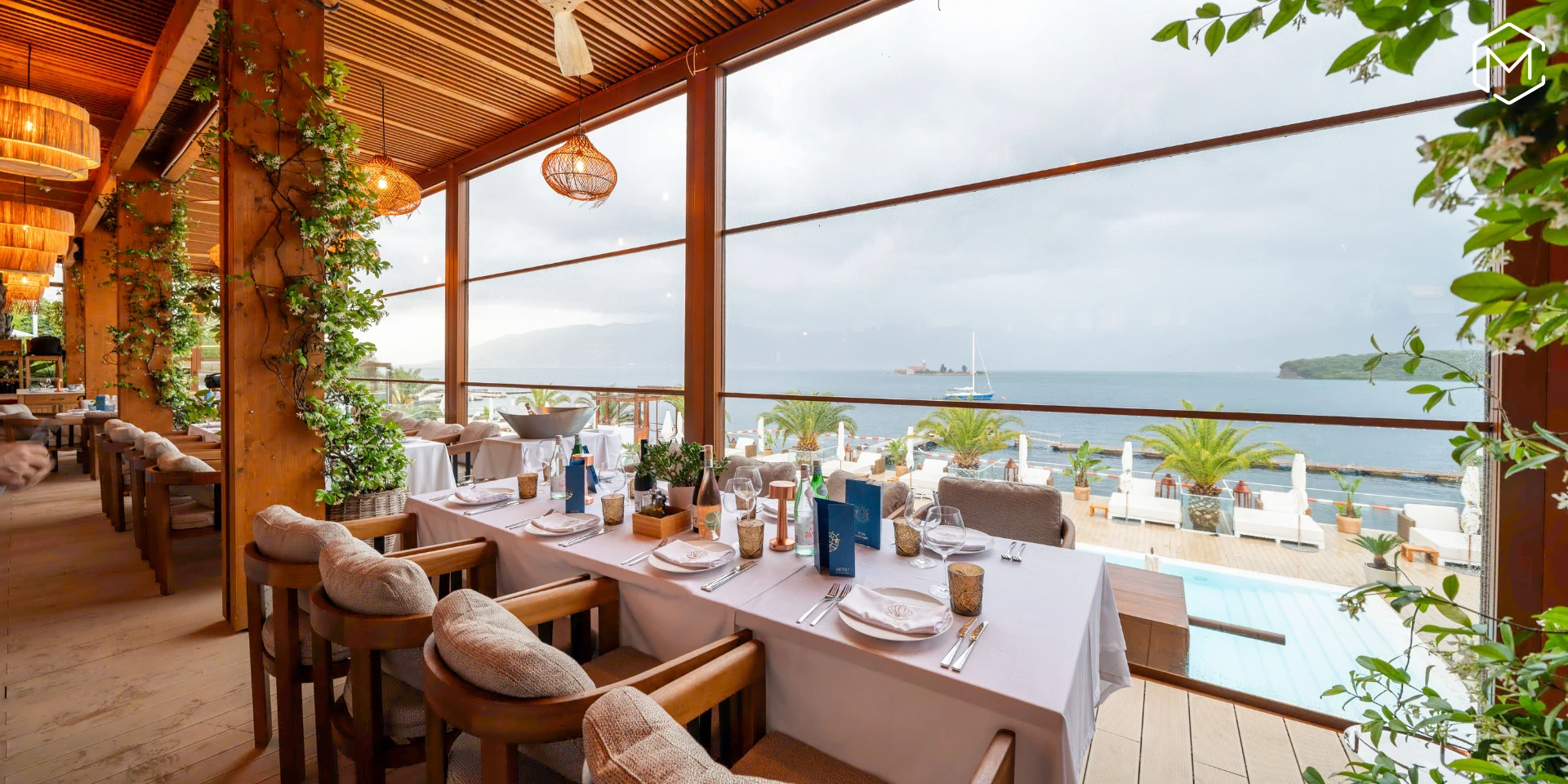 Dinner setup at Monte Palm Beach, Montenegro