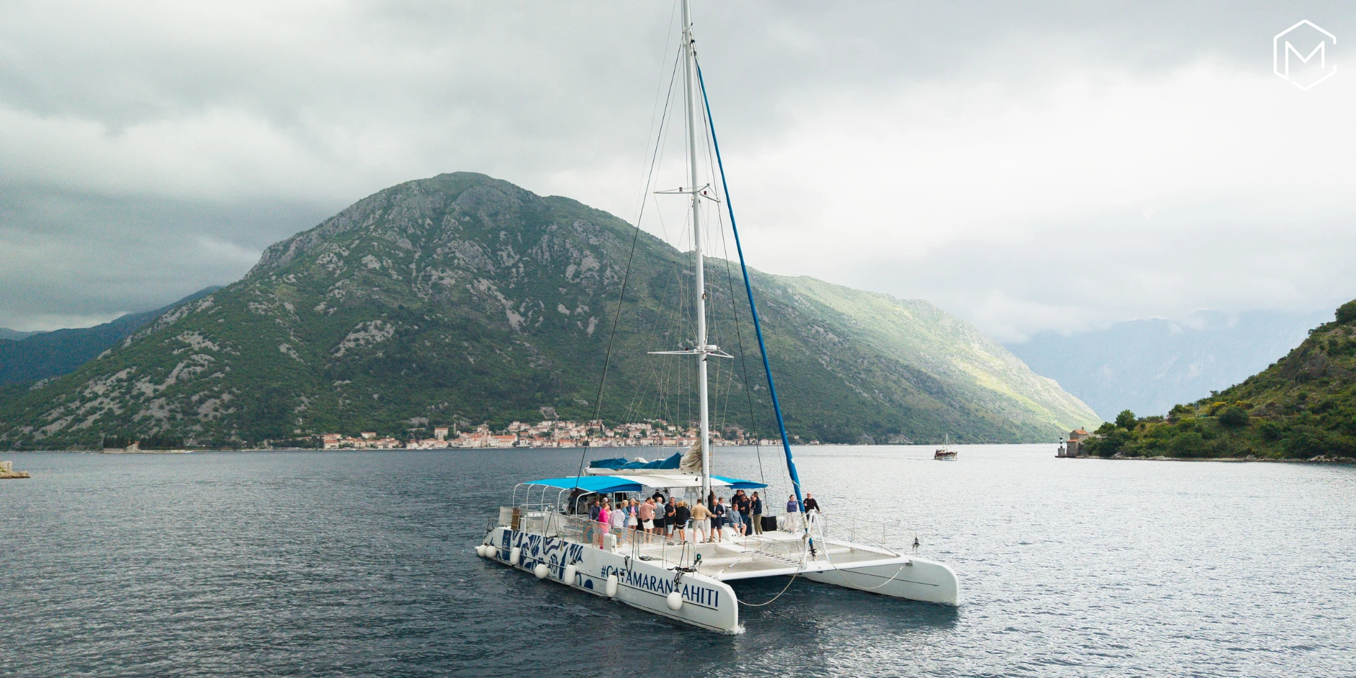 Catamaran cruise through Boka Bay, Montenegro