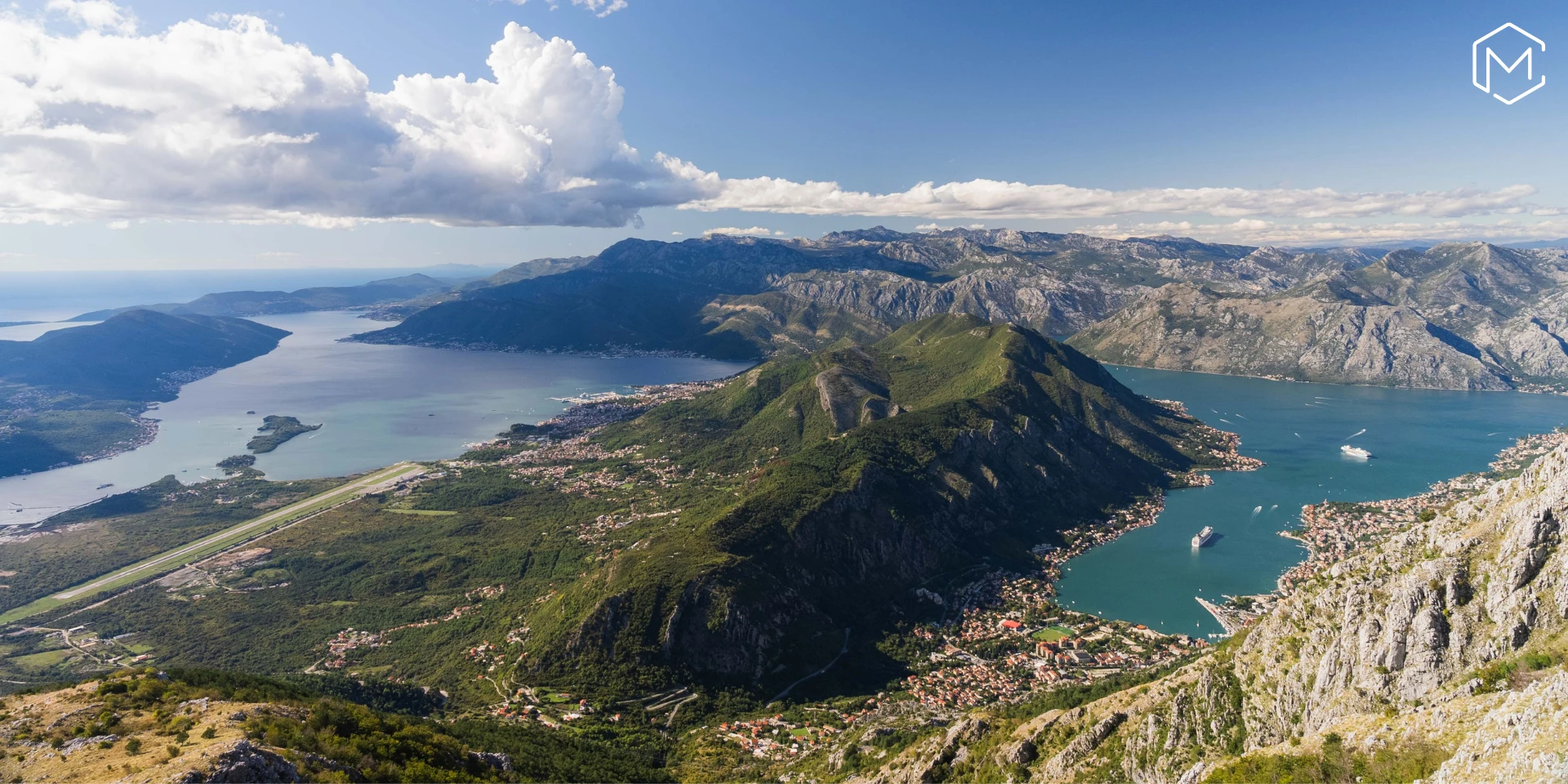 Aerial view of Boka Bay — Coca Cola Belgium annual event Montenegro