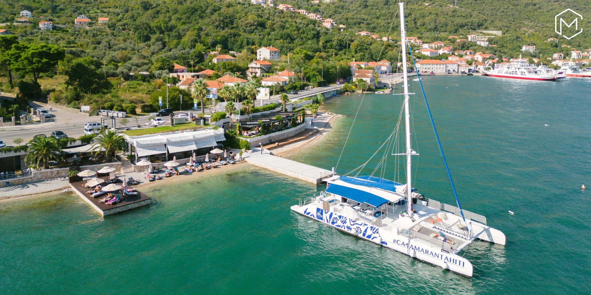 MICE group catamaran ride through Boka Bay — Coca Cola Belgium annual event Montenegro