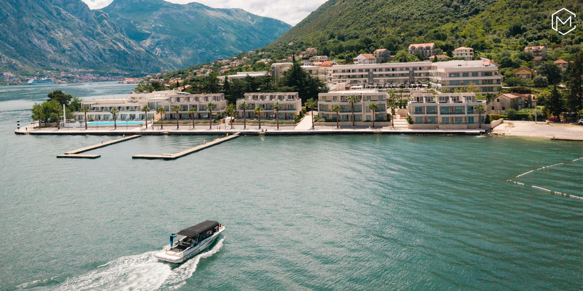 Speedboat arrival at Hyatt Regency Kotor Bay Resort — incentive travel Montenegro for the Australian market