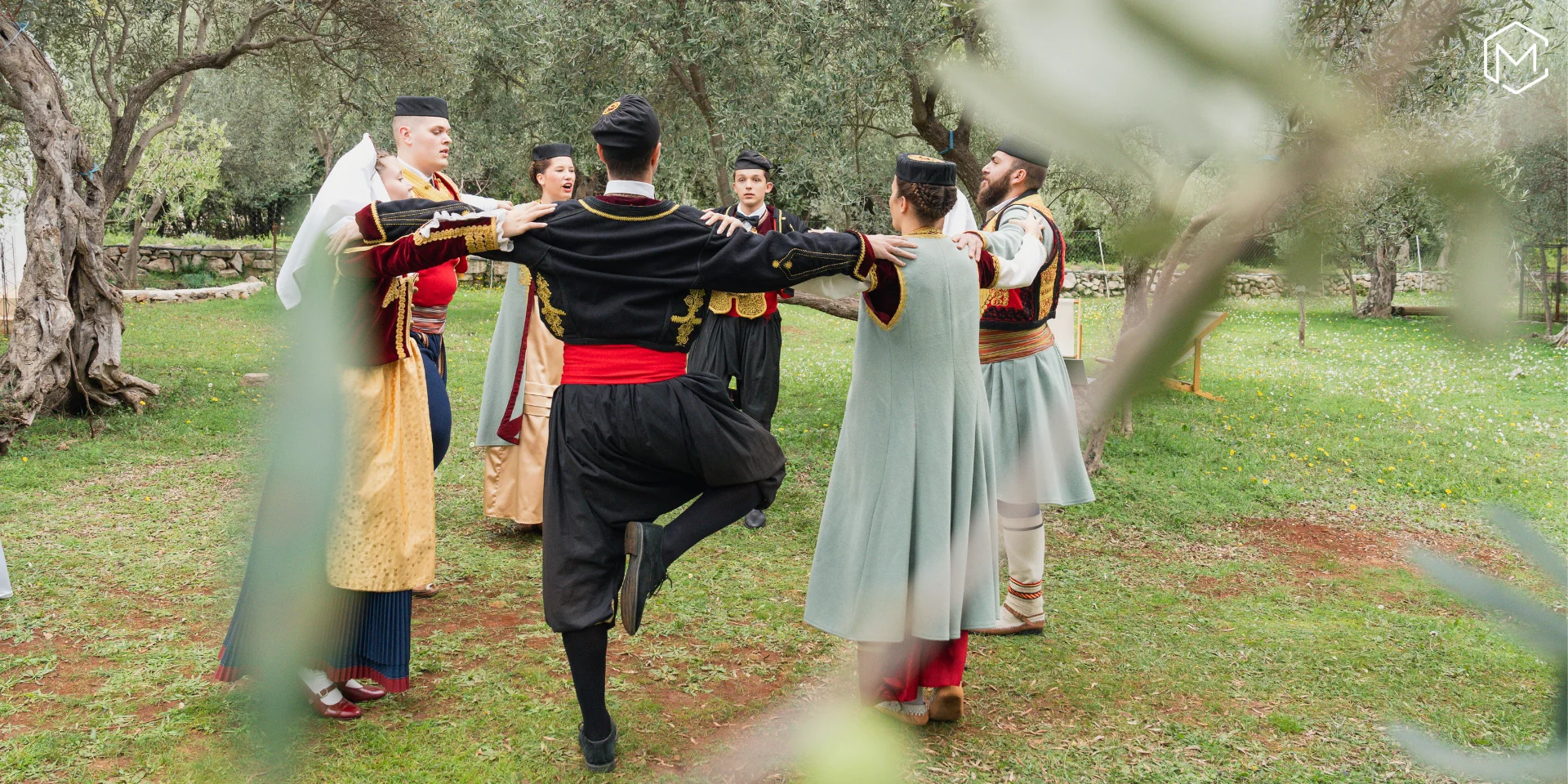Traditional Montenegrin folklore dance in an olive grove — incentive travel Montenegro for the Australian market