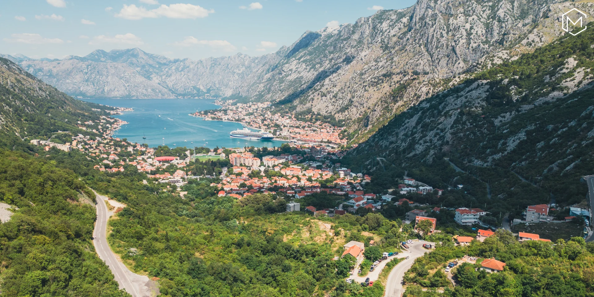 Aerial view of Boka Bay — Adecco Superstars 2026 incentive programme, Montenegro
