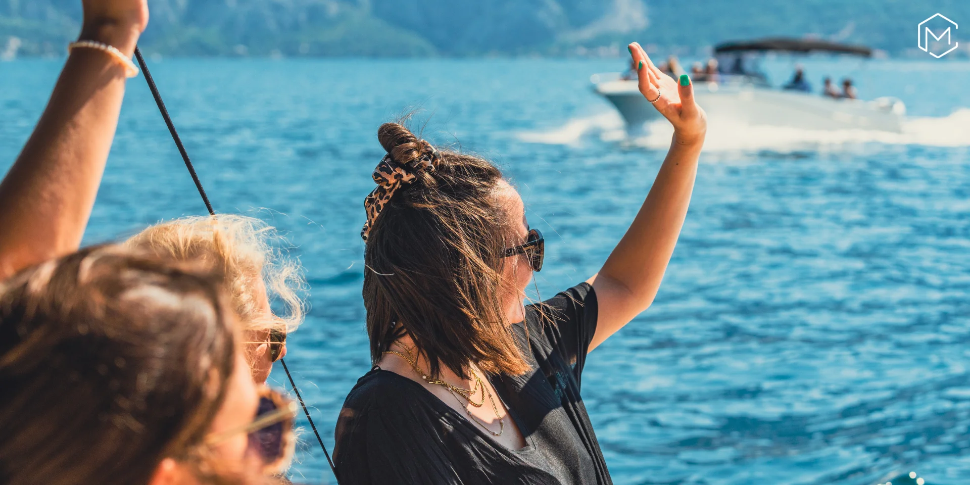 Guests arriving by speedboat across Boka Bay — Adecco Superstars 2026, Montenegro