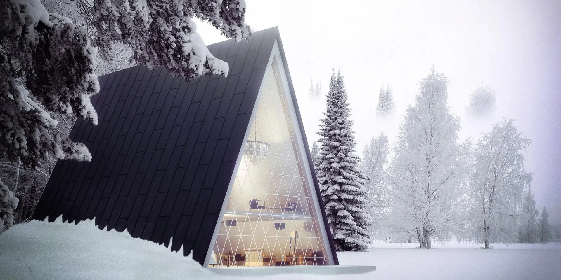 Render of Janu Durmitor's glacier-cave-inspired design in Žabljak, Montenegro