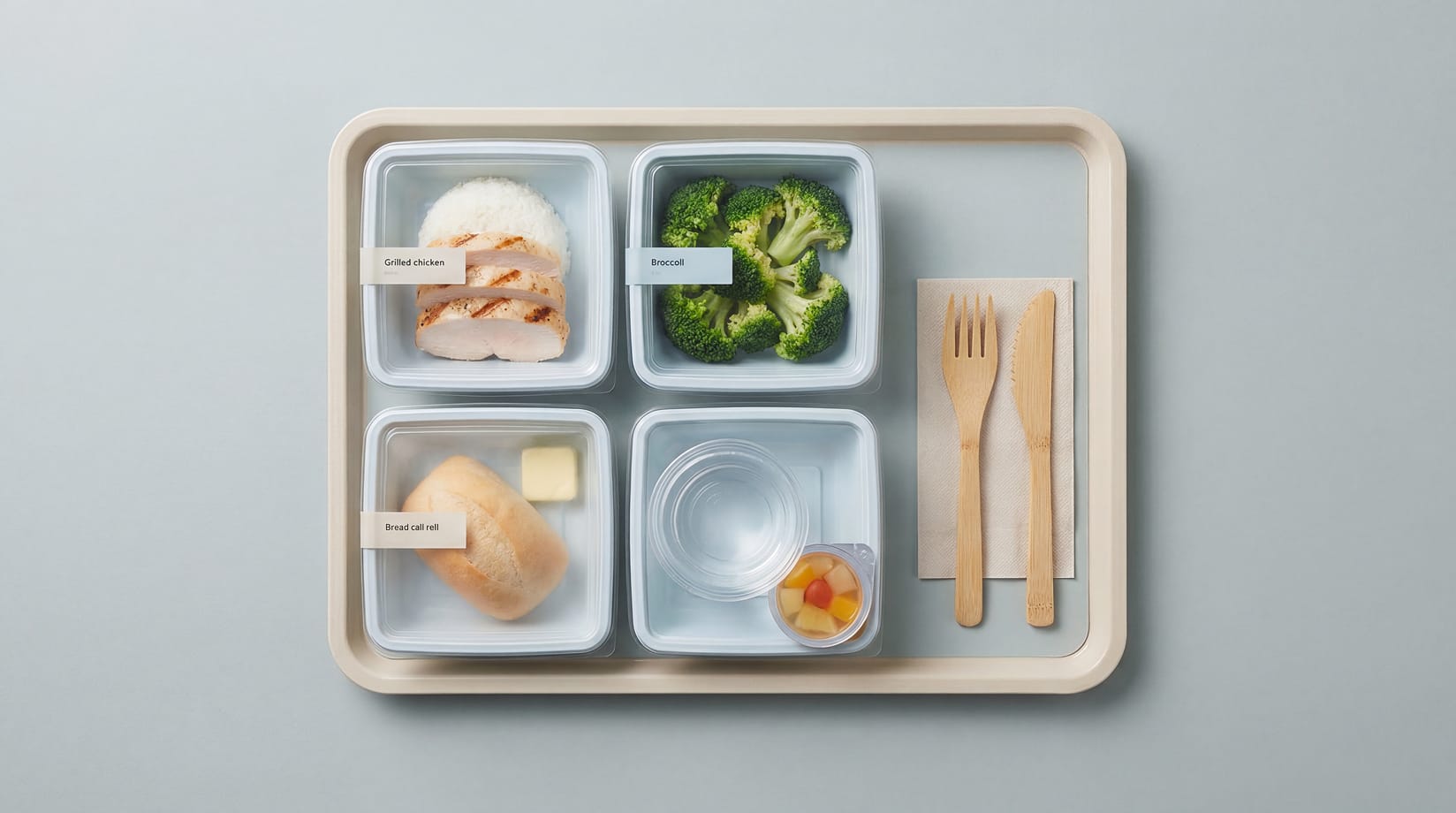 plateau repas avec matériaux Useo
