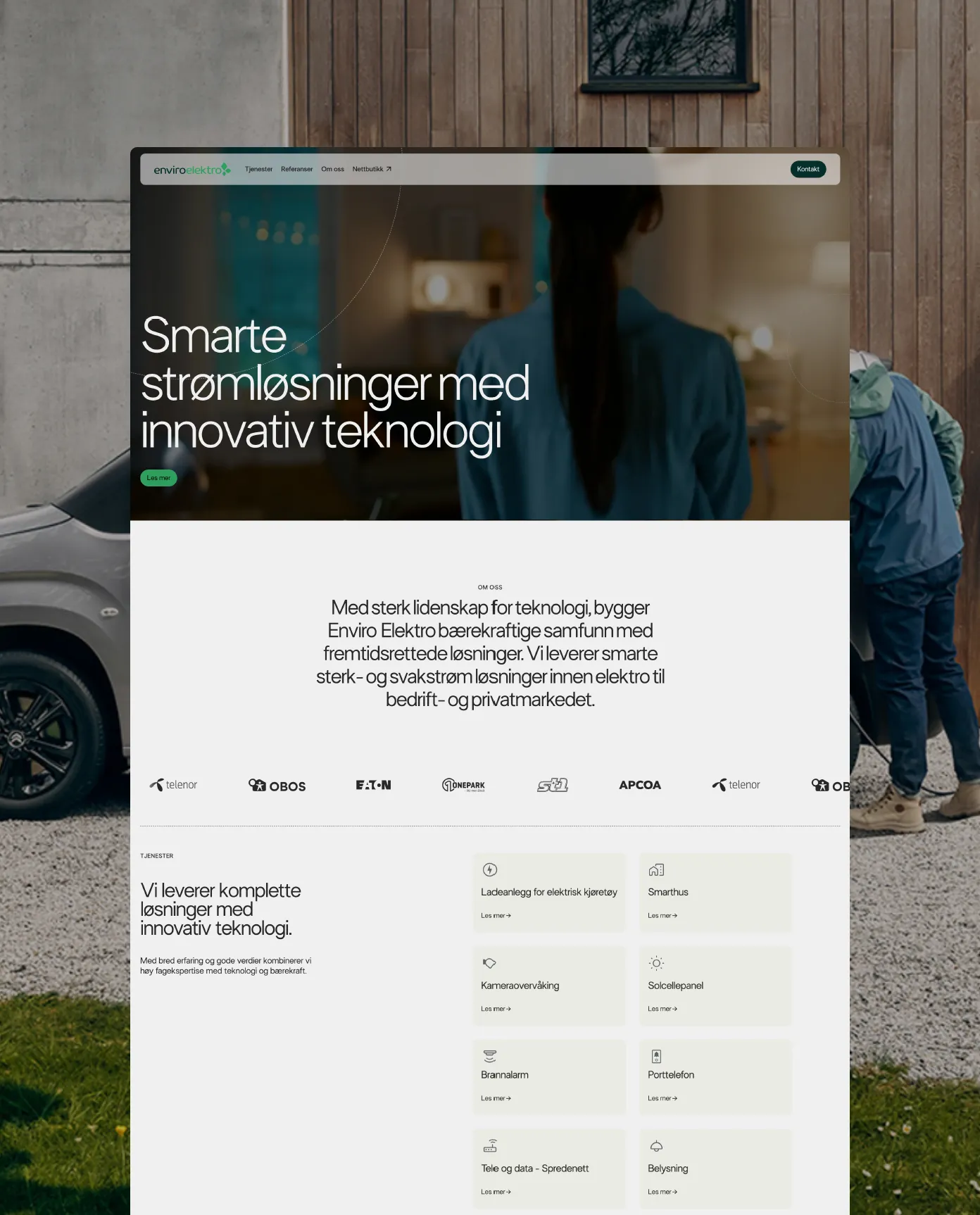 Webdesign mockup of electric car company branding.