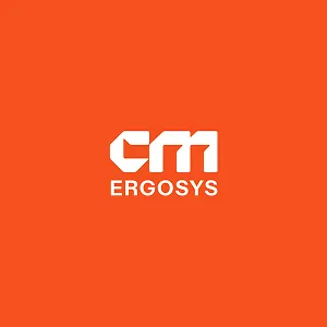 CM Ergosys company logo with white text on an orange background.