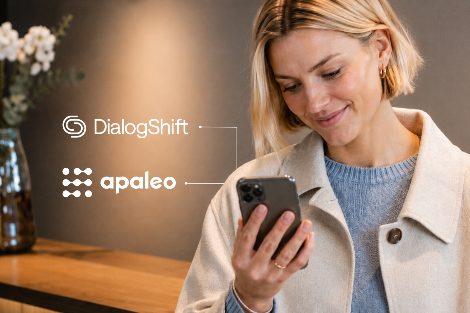 Titelgrafik DialogShift x apaleo zur Integration von PMS und Hotel-KI.