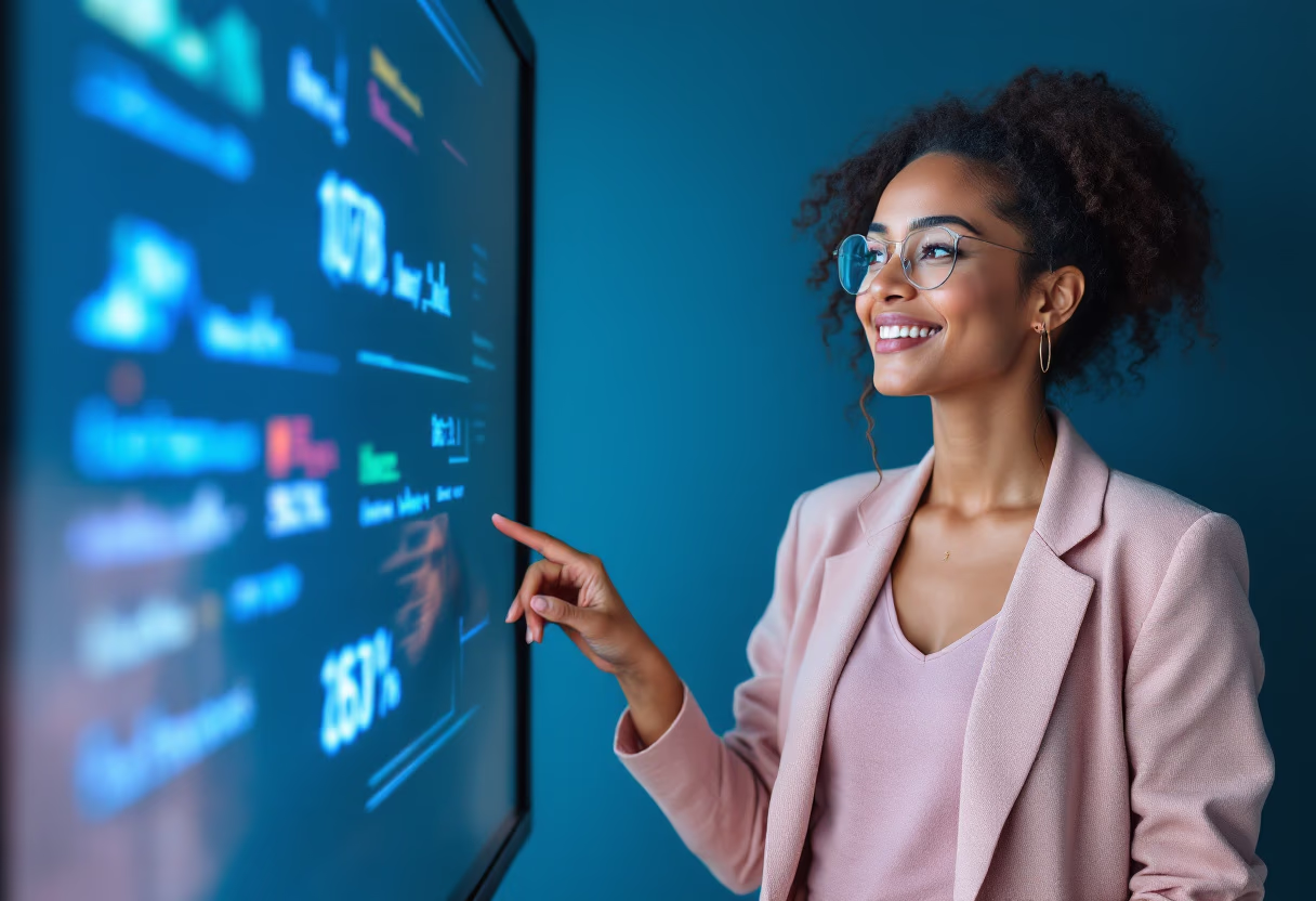 image of teacher using a smartboard (for a edtech)