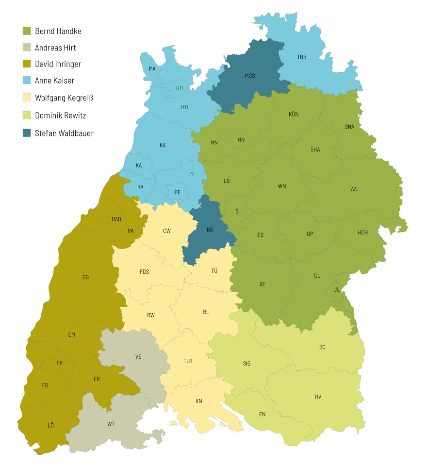 Eine Übersichtskarte des Bodenfonds aller Ansprechpartner in den Landkreisen.