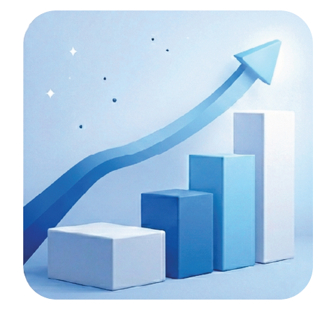 Illustration of a man and woman smiling and performing a high five with financial growth charts and a mountain with a flag in the background.