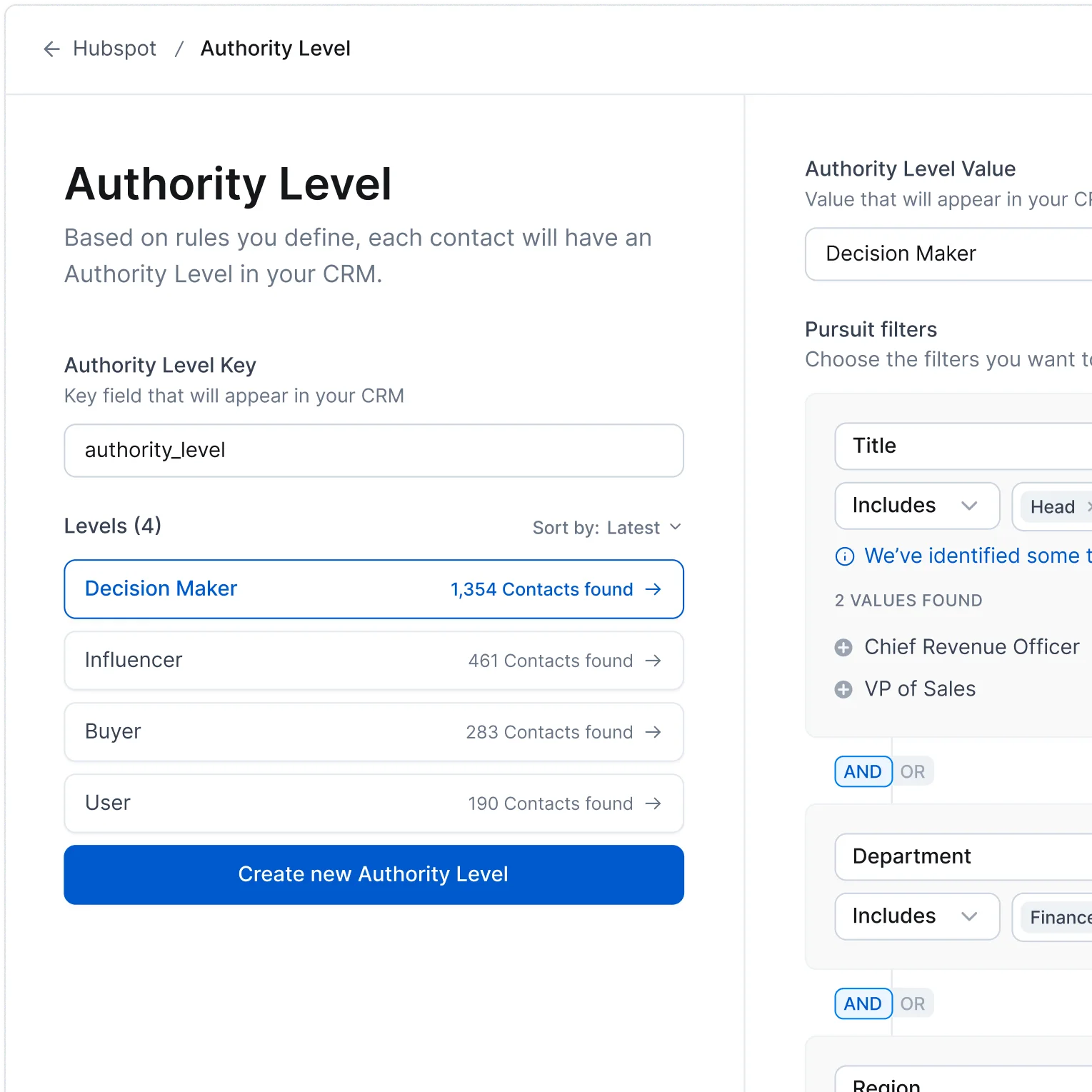 Screenshot of the CRM integration