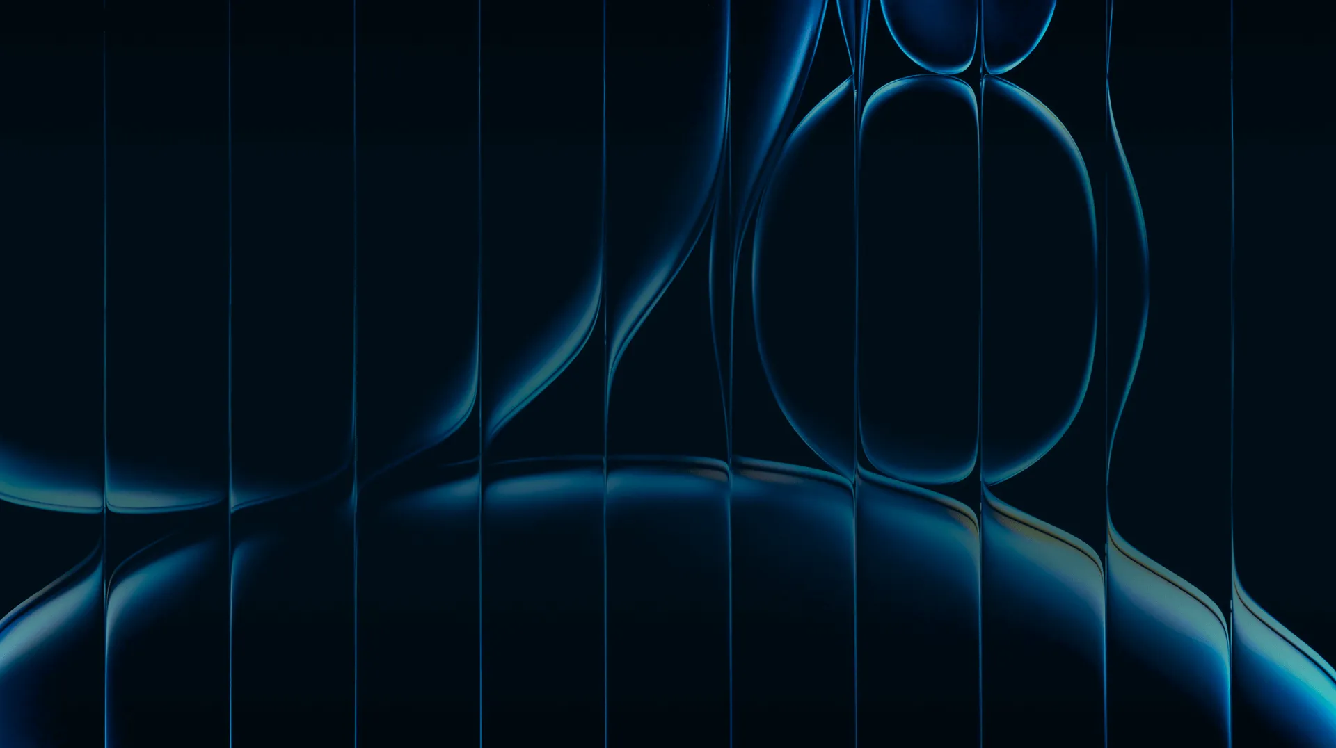 Abstract dark background with curved blue shapes divided by vertical translucent lines.