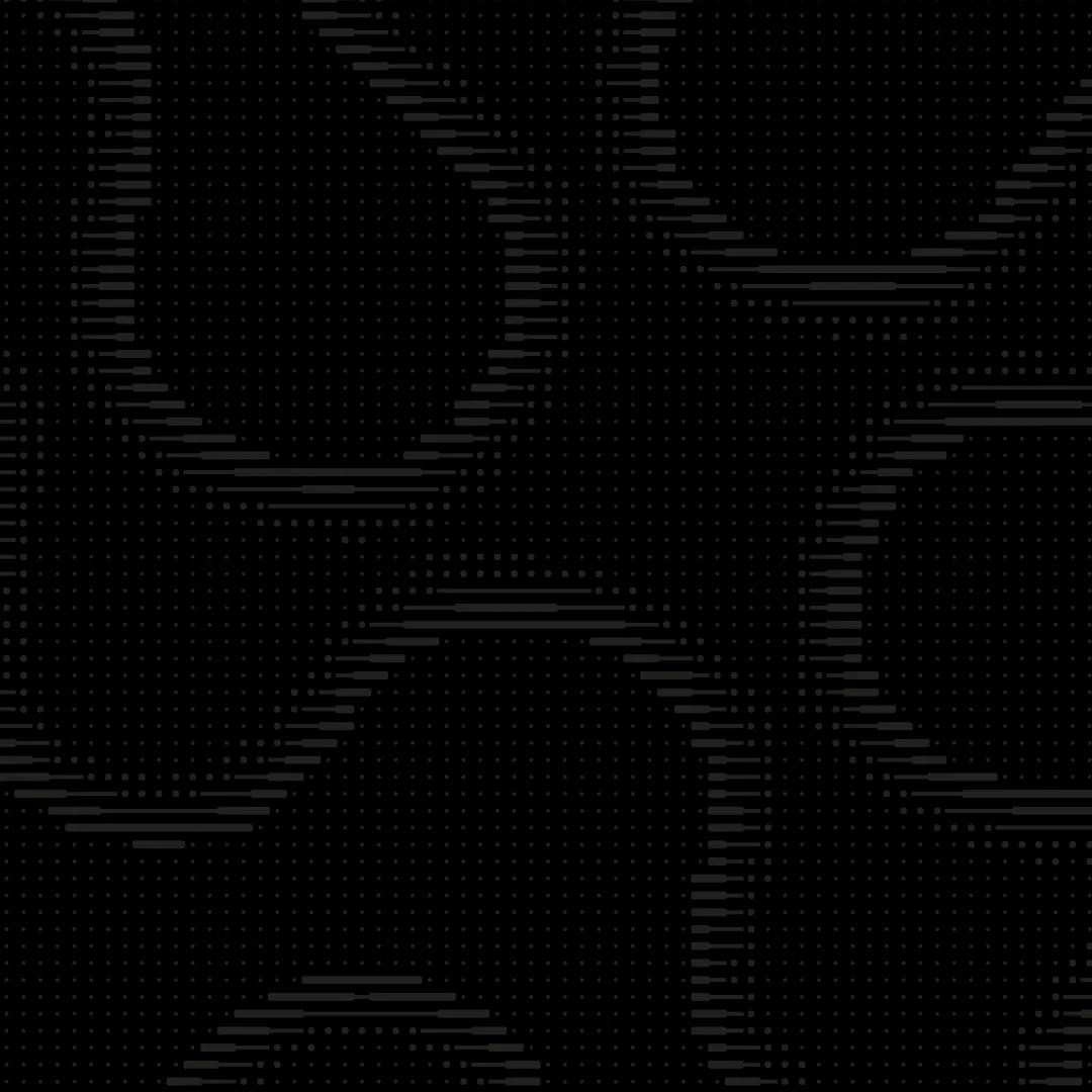 Black background with subtle gray dashed lines forming interlocking circular and wavy patterns.