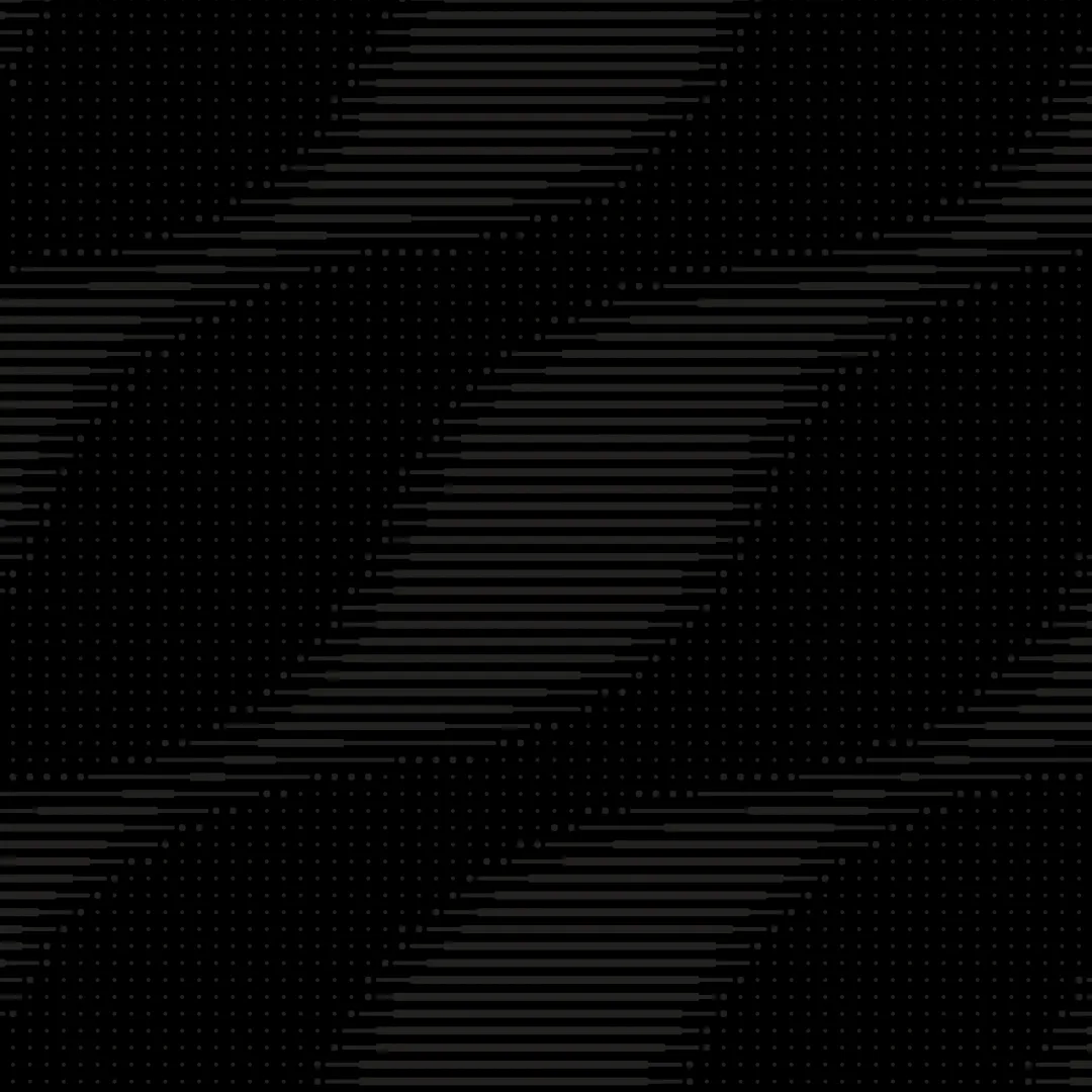 Abstract black background with diagonal waves of dark gray lines and dots pattern.