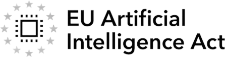 Logo for the EU Artificial Intelligence Act featuring a central chip with stars around it.