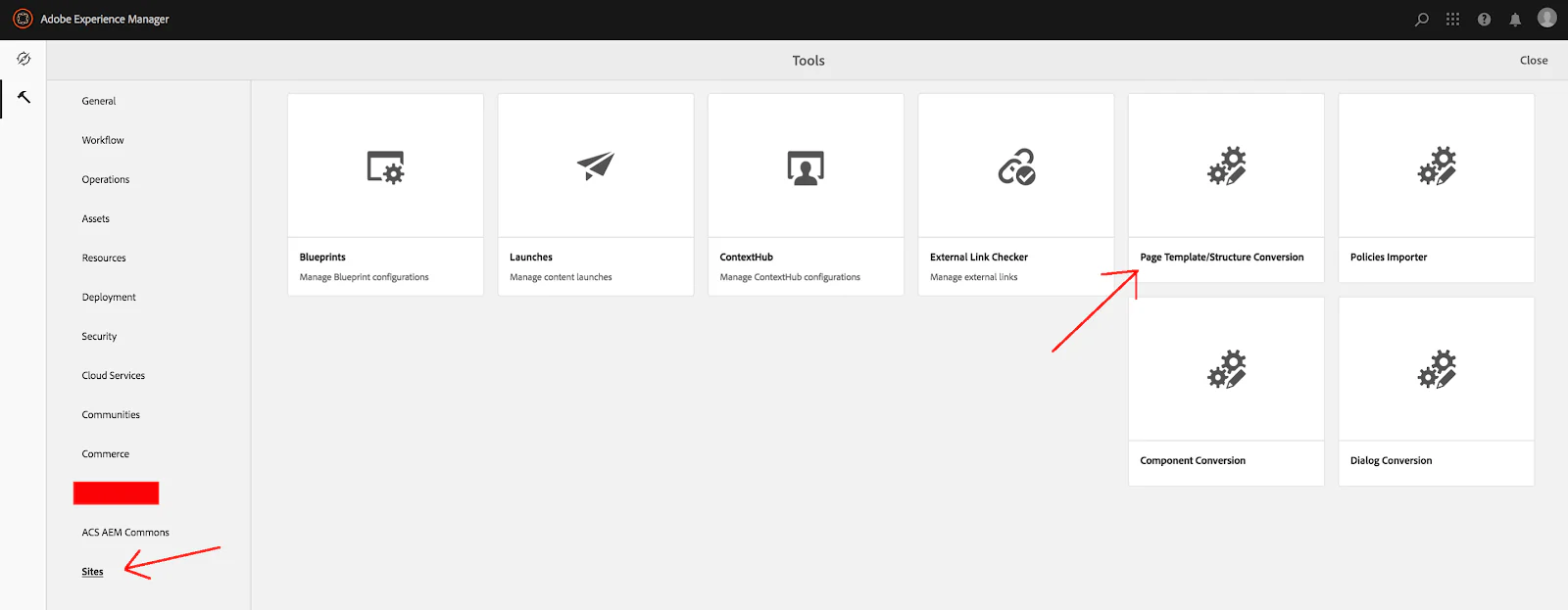 AEM modernization dashboard
