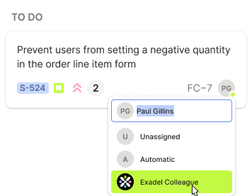 Task card titled To Do with text preventing negative quantity in order line item form and member assignment menu.