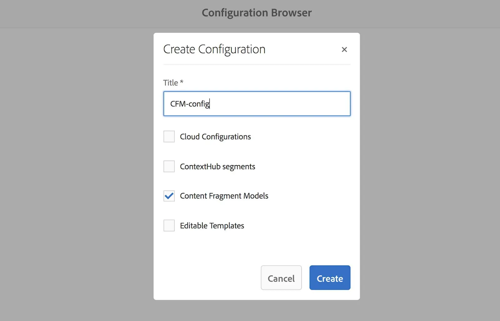 Photo instruction of how to create a new configuration