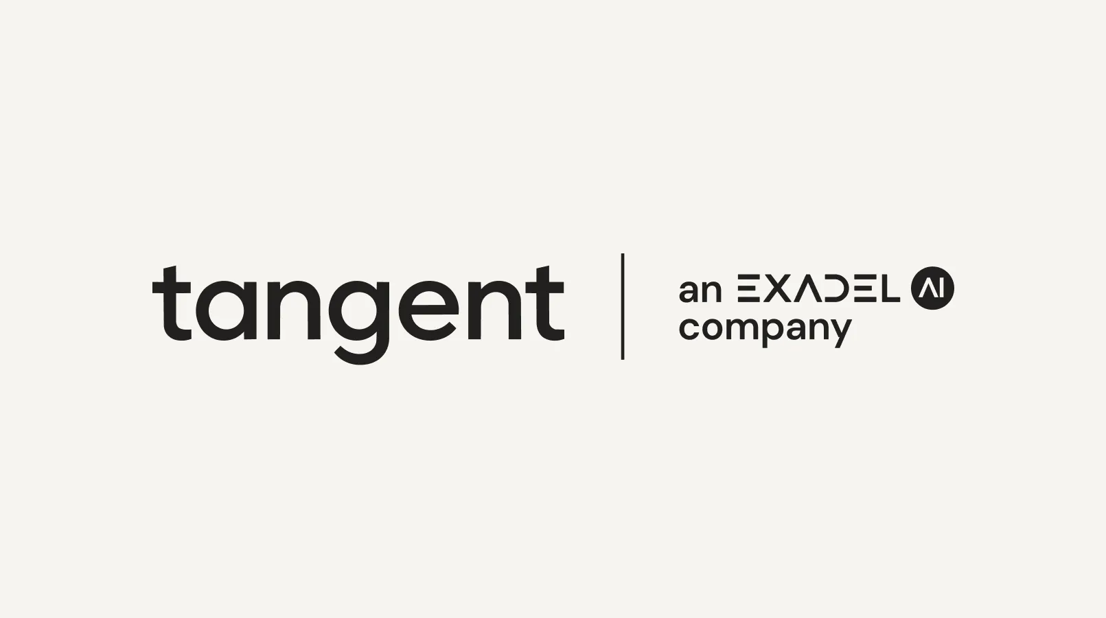 Tangent logo with text 'an Exadel AI company' separated by a vertical line on a light background.