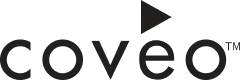 Coveo wordmark with a right-pointing triangle above the e and trademark symbol.