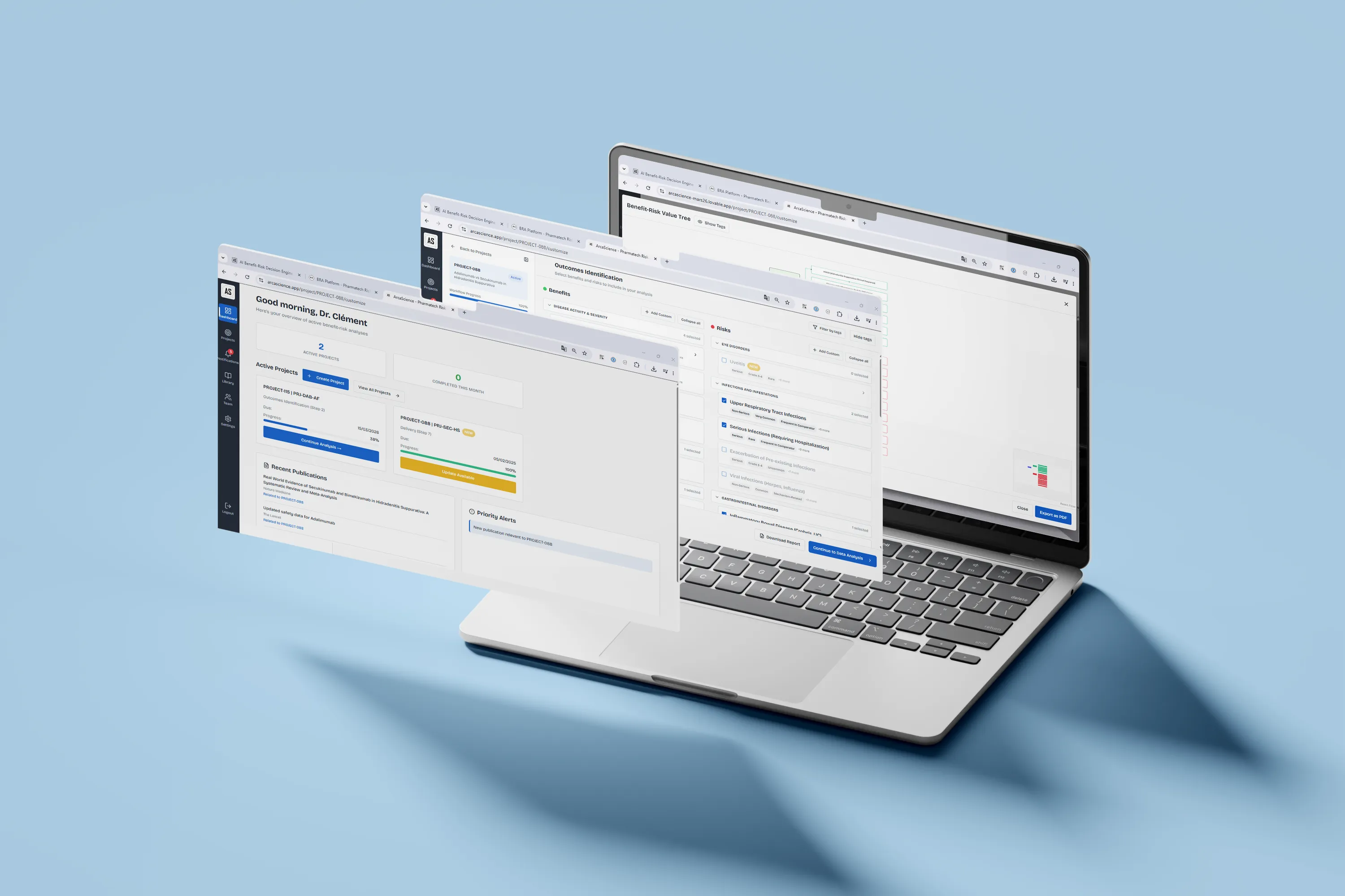 Aperçu de l'interface de la plateforme ArcaScience