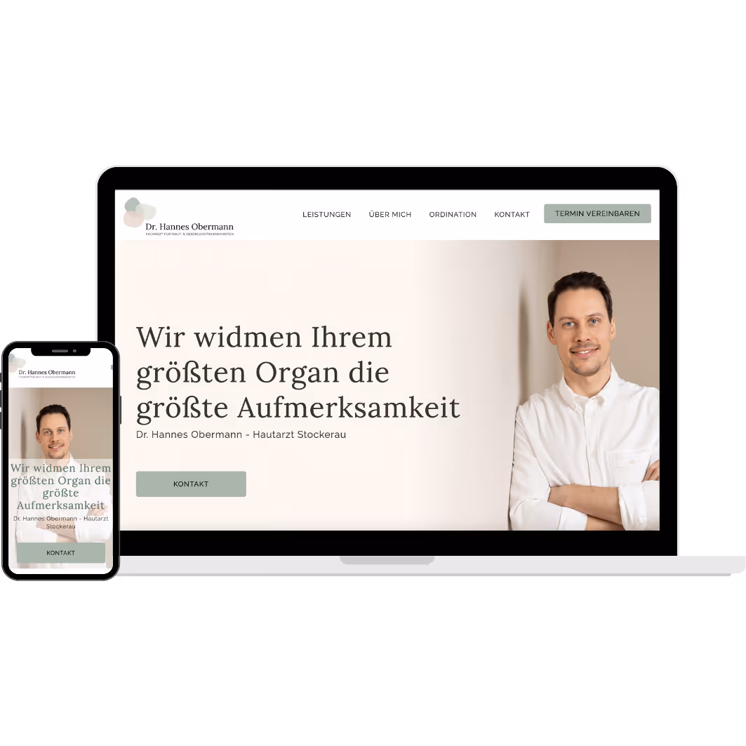 Laptop und Smartphone Mock Up von Dr. Hannes Obermann's Website
