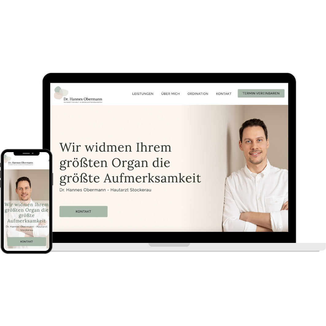 Laptop und Smartphone Mock Up von Dr. Hannes Obermann's Website
