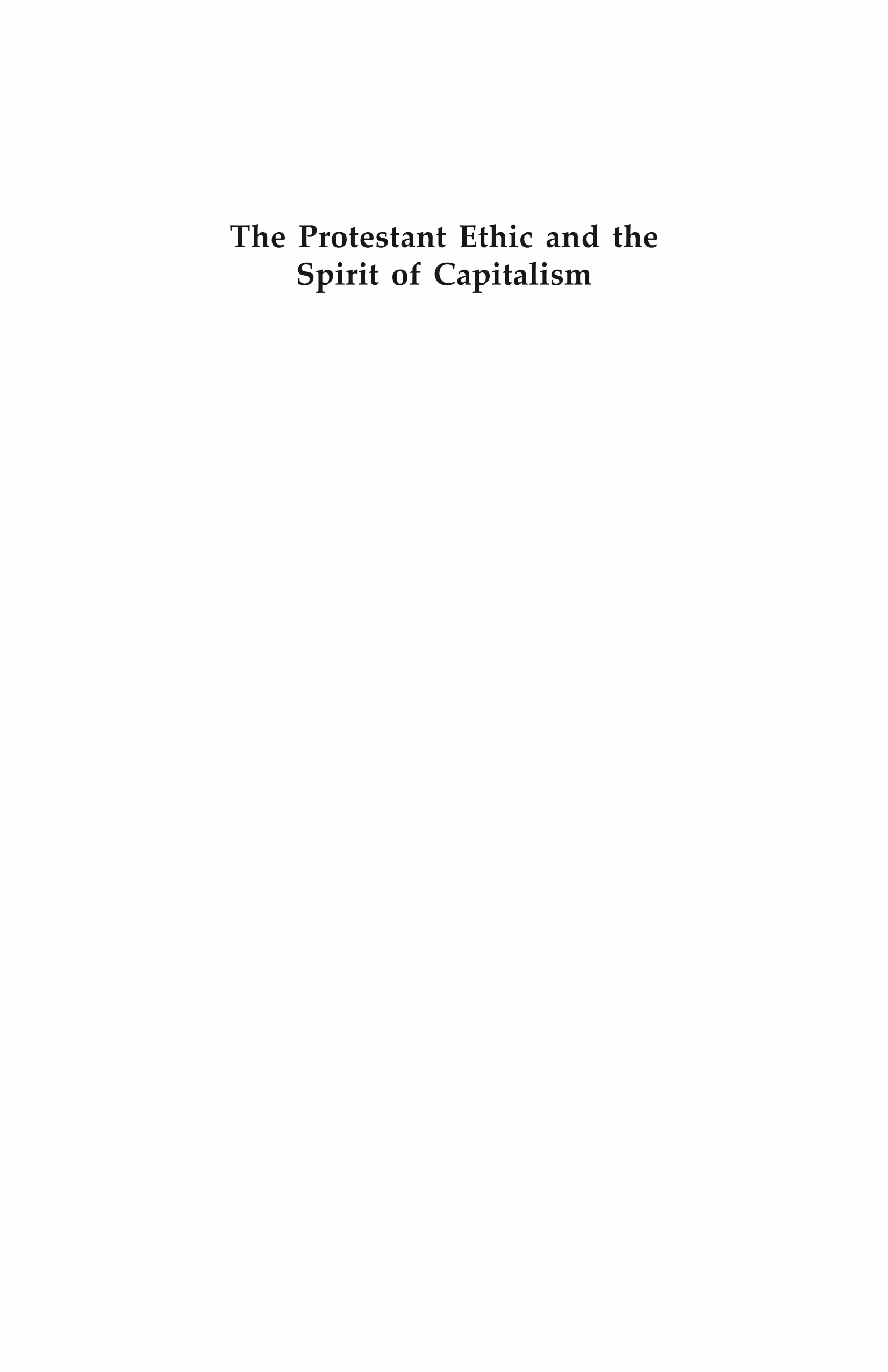 The Protestant Ethic and the Spirit of Capitalism cover