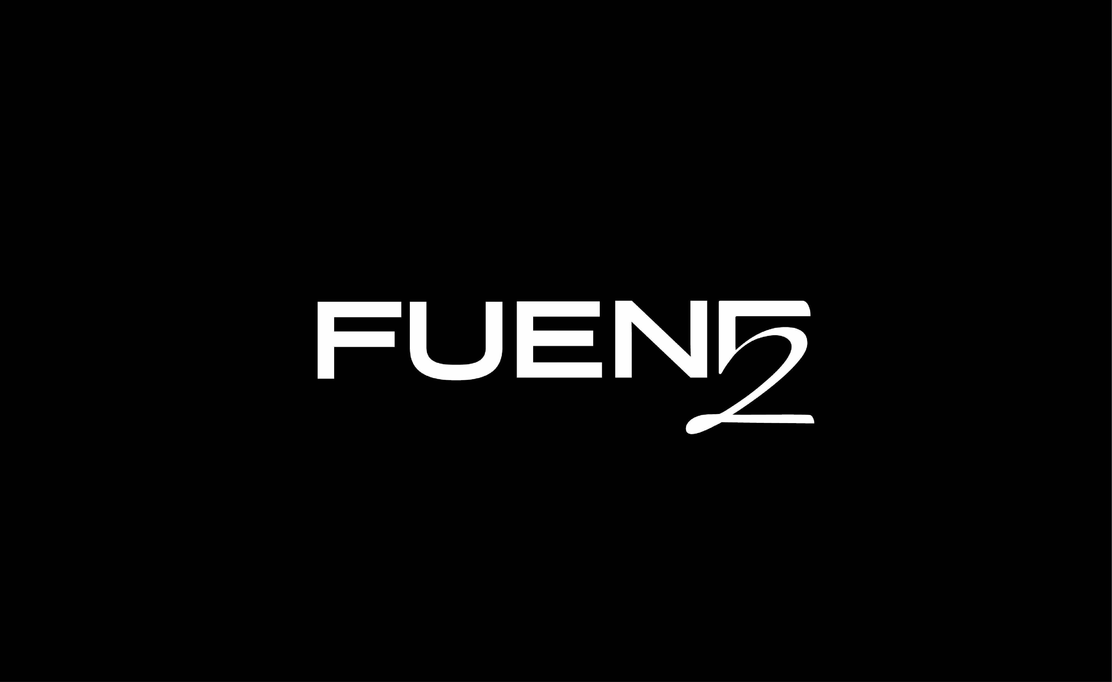 Logo with bold white text 'FUEN' followed by a stylized number 2 on a black background.