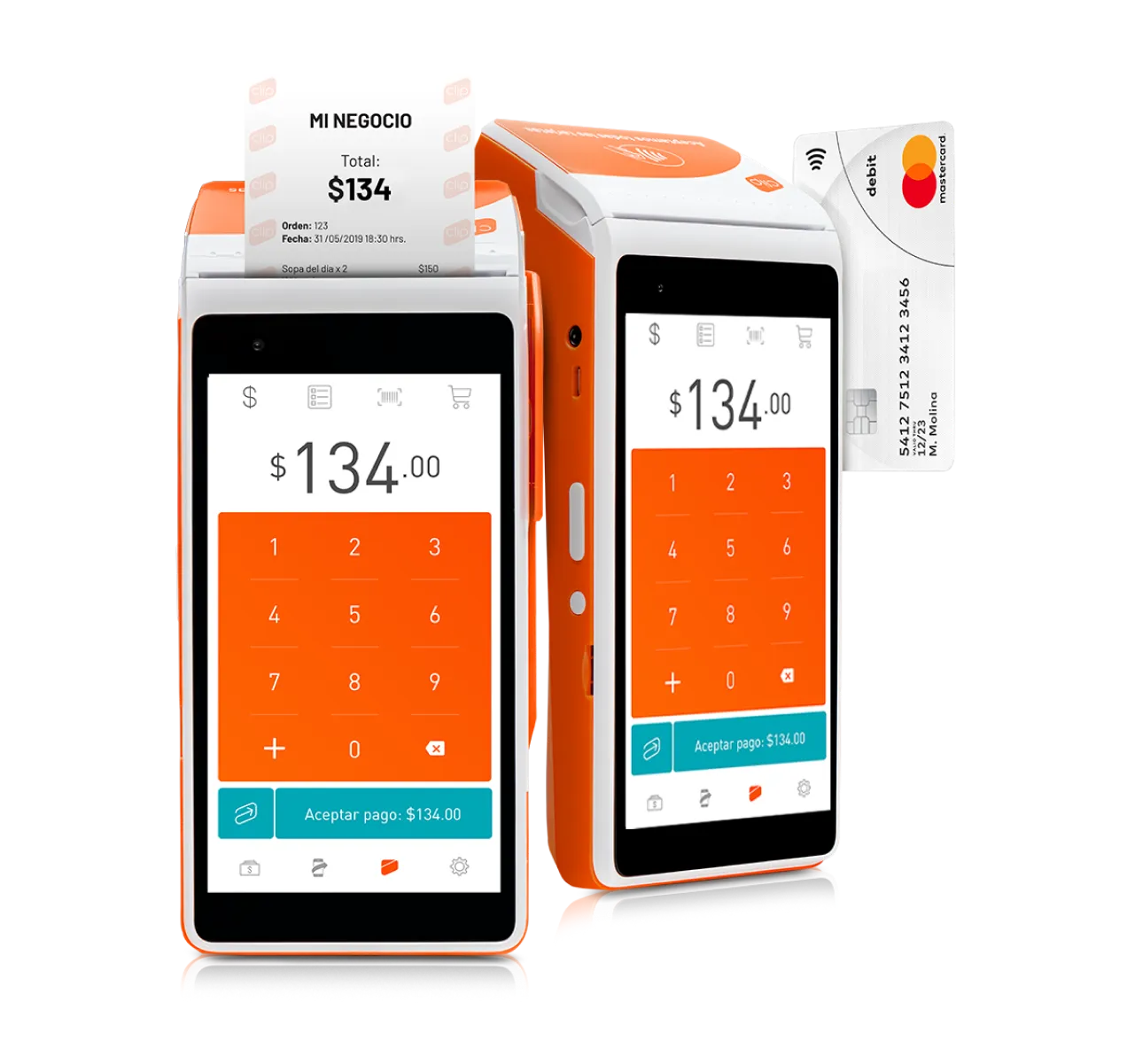 Clip Pro 2 visto de frente con su pantalla táctil y su teclado dinámico