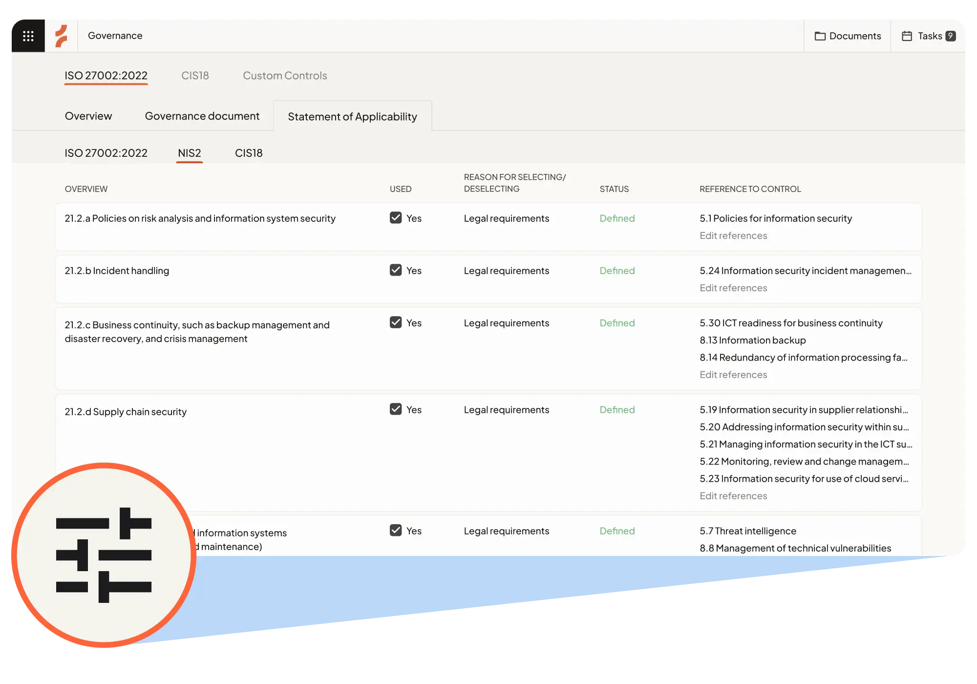 Cerivo ISMS Statement of Applicability — mapping NIS2 controls including incident handling, business continuity and supply chain security to ISO 27001 reference controls.