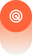 White concentric circle symbol centered on an orange to light gradient rounded background.