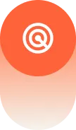 White concentric circle symbol centered on an orange to light gradient rounded background.