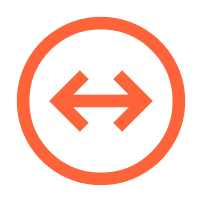 Orange circle containing a double-headed arrow pointing left and right.