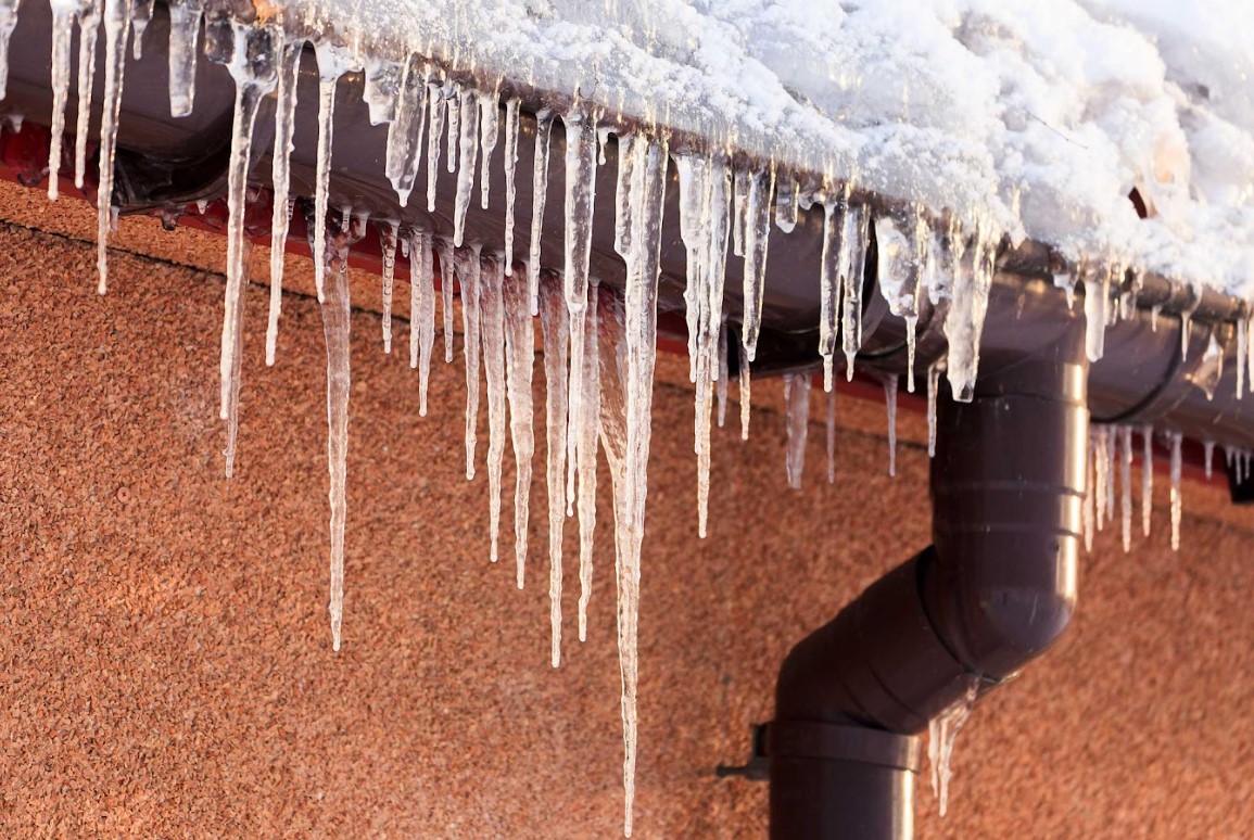 Ice buildup along gutters