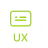Icon with 'UX' text in green and gray representing user experience design.