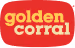 Golden Corral logo in lowercase white letters on a red rounded rectangle background.