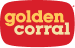 Golden Corral logo in lowercase white letters on a red rounded rectangle background.