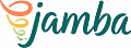 Jamba brand logo in green script with an orange swirl design.