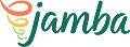 Jamba brand logo in green script with an orange swirl design.