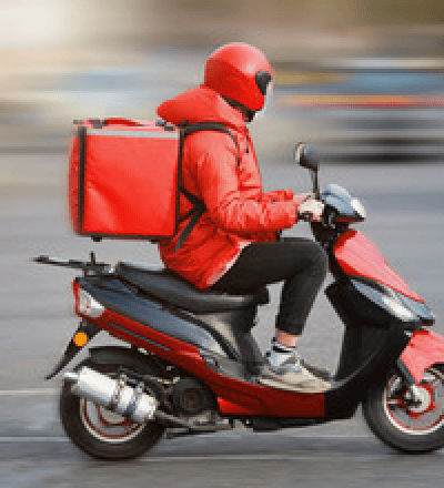 man on a delivery scooter 