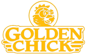 Golden Chick brand logo with a cartoon chicken face above bold yellow text.