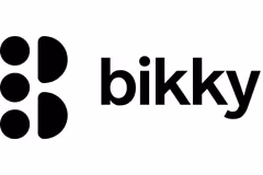 Black geometric logo resembling the letter B followed by the text bikky in bold lowercase letters.